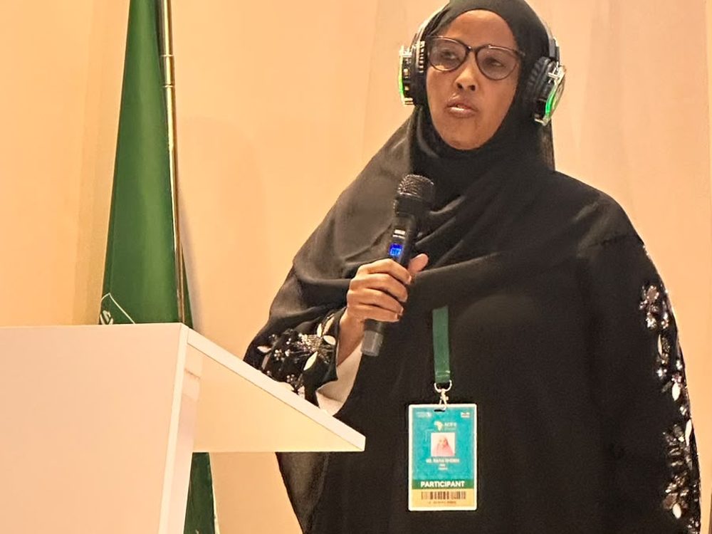 Safia Mohamed Sheikh delivering the opening input at the Africa Climate Summit II session in Addis Ababa