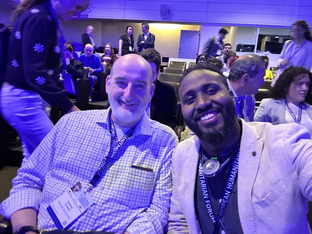 Lifeline Gedo's Executive Director with Dominic Crowley, Chief Executive of Concern Worldwide, at the European Humanitarian Forum 2025