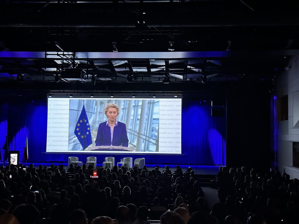 European Commission President Ursula von der Leyen addressing the European Humanitarian Forum 2025 plenary in Brussels