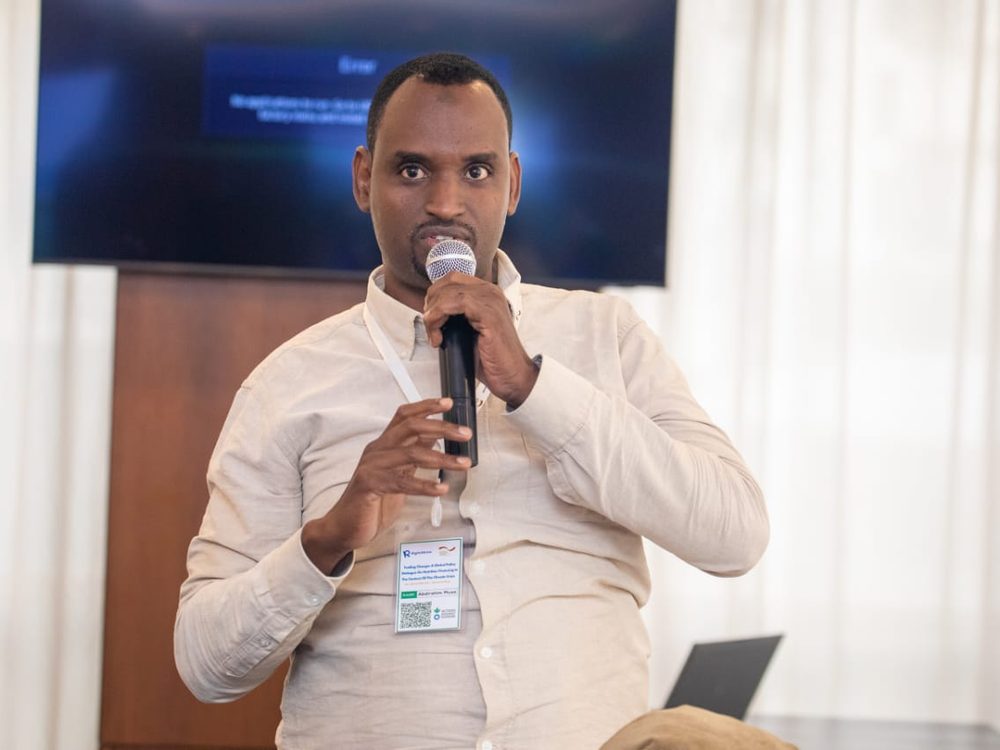 Lifeline Gedo speaking at the global policy dialogue on nutrition financing in Addis Ababa